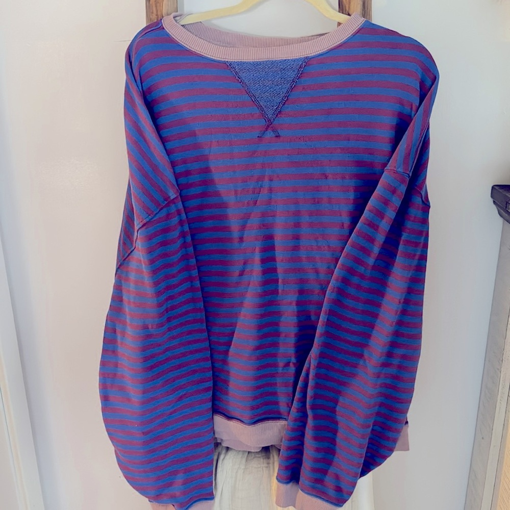 Free People - We the Free Classic Oversized Stripes Crewneck
